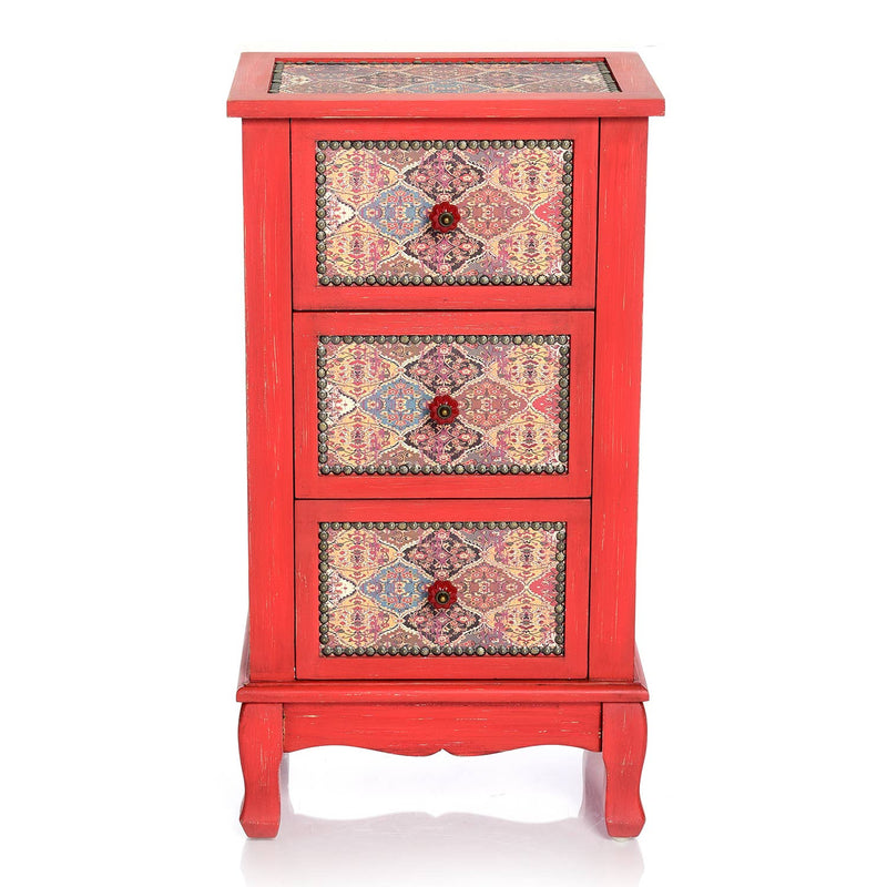 Global Chic! Leighton Red Three-Drawer Cabinet