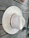 Faux suede wide brim panama with braided band