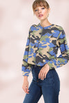 Zipper Crop Jacket with Camouflage