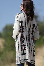 MULTI COLOR AZTEC PATTERNED KNITTED CARDIGAN