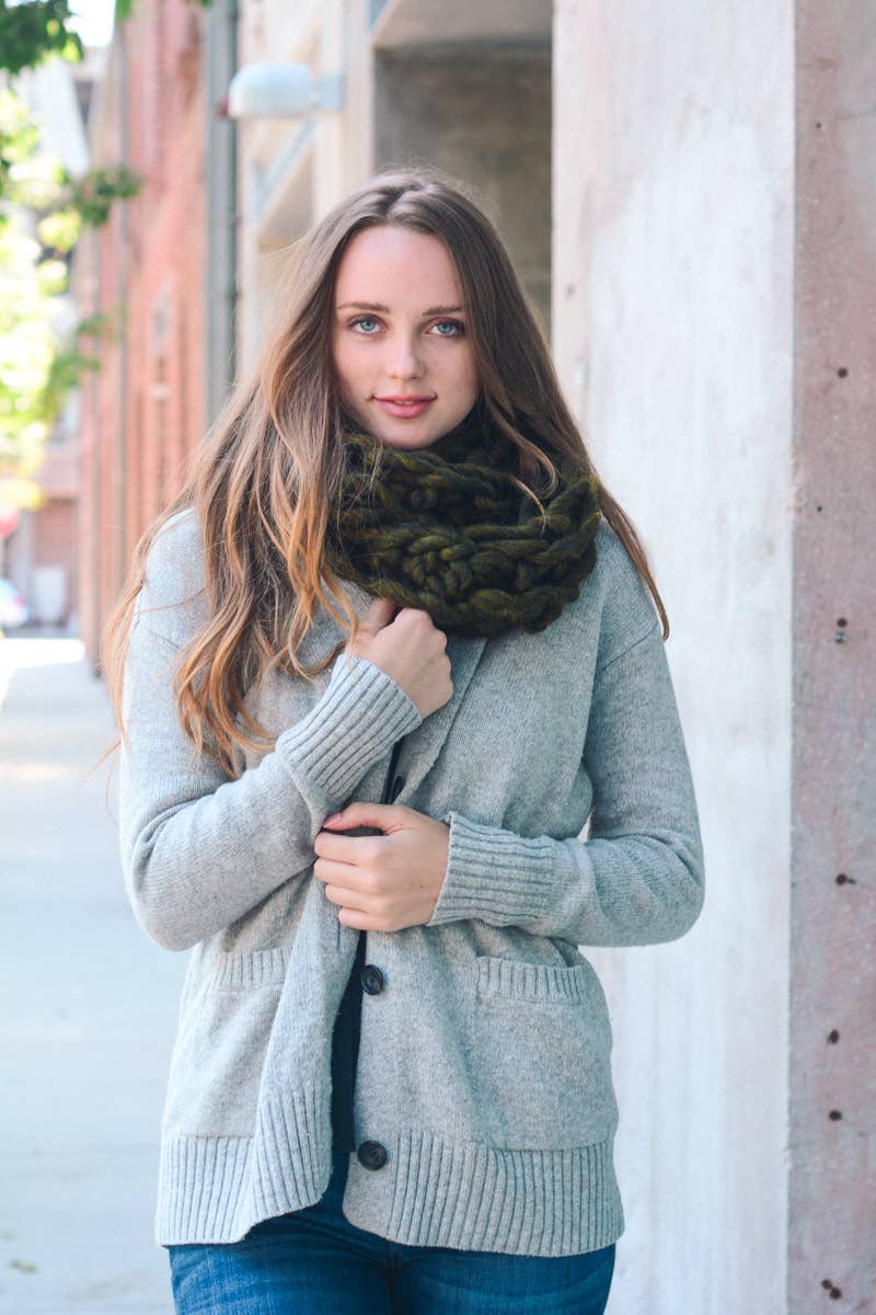 Oversized Olive Infinity Scarf