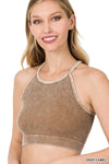 WASHED RIBBED SEAMLESS CROPPED CAMI TOP
