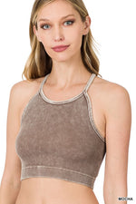 WASHED RIBBED SEAMLESS CROPPED CAMI TOP