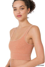 WASHED RIBBED SQUARE NECK CROPPED TANK TOP