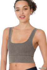 WASHED RIBBED SQUARE NECK CROPPED TANK TOP