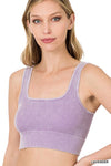 WASHED RIBBED SQUARE NECK CROPPED TANK TOP