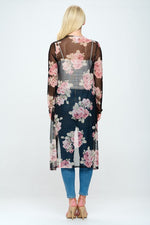 Floral long line mesh floral duster
