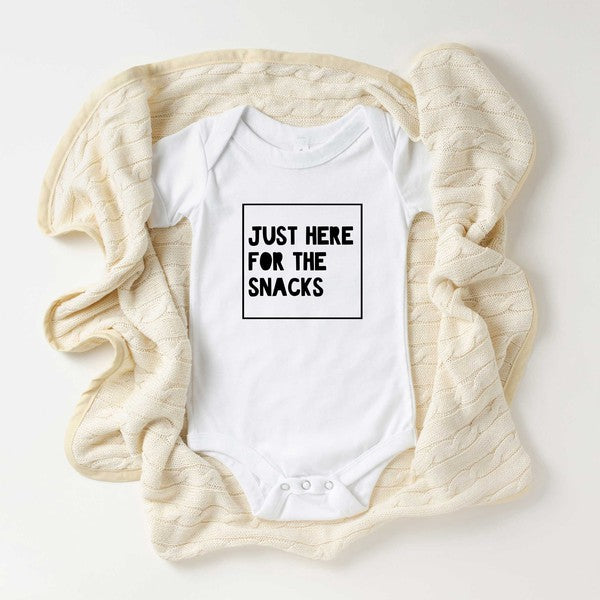 Just Here For The Snacks Kids Baby Onesie