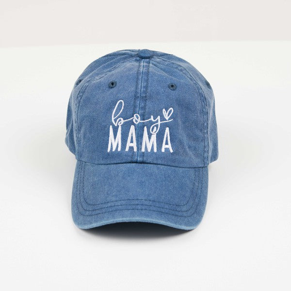 Embroidered Boy Mama Heart Canvas Hat