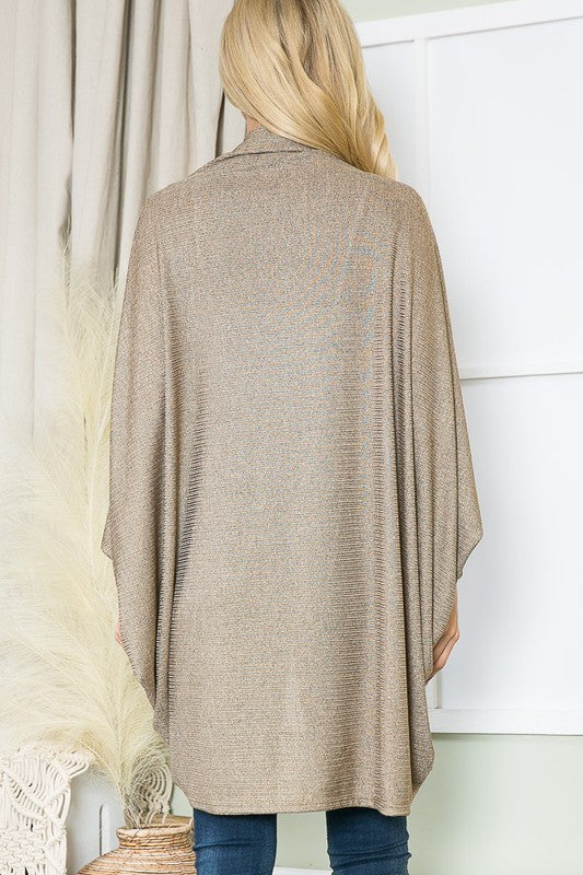 Open Front Dolman Cardigan Gold Rib