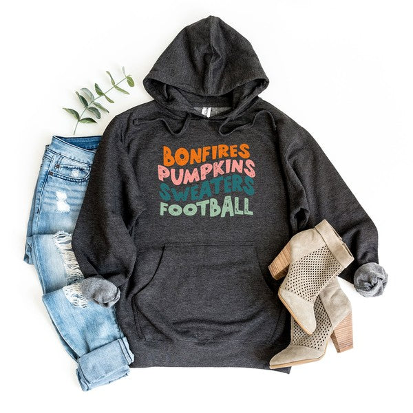 Bonfires Pumpkins Football Graphic Hoodie