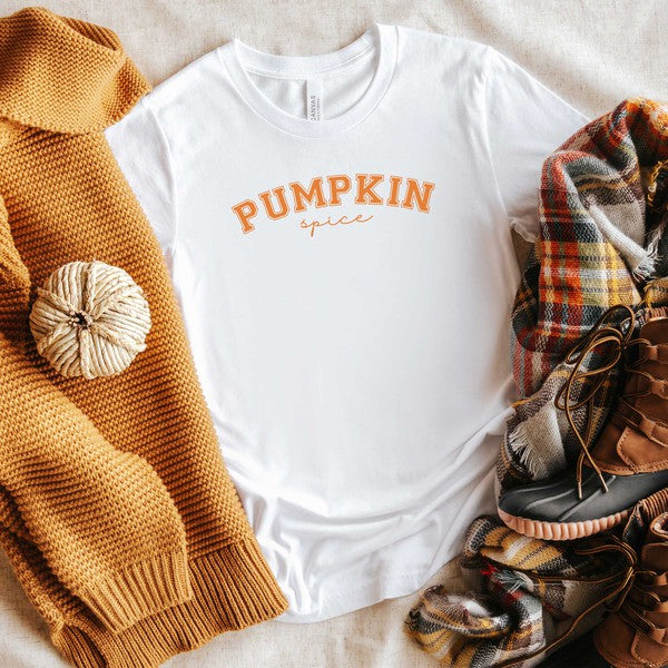 Curved Pumpkin Spice Short Sleeve Graphic Tee