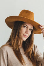 Faux suede wide brim panama with braided band