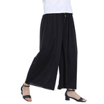 Women Chiffon Palazzo Pants Breezy Pants Solid Black