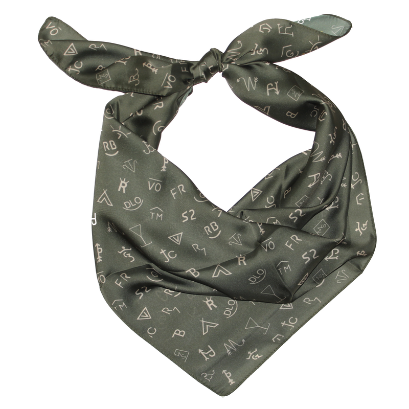 Olive Green Brand Print Wild Rag