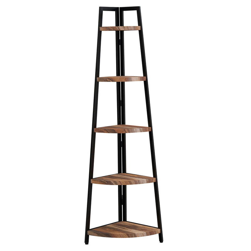 Rustic Free-Standing 5-Tier Pyramid Industrial Corner Shelf