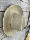 Faux suede wide brim panama with braided band