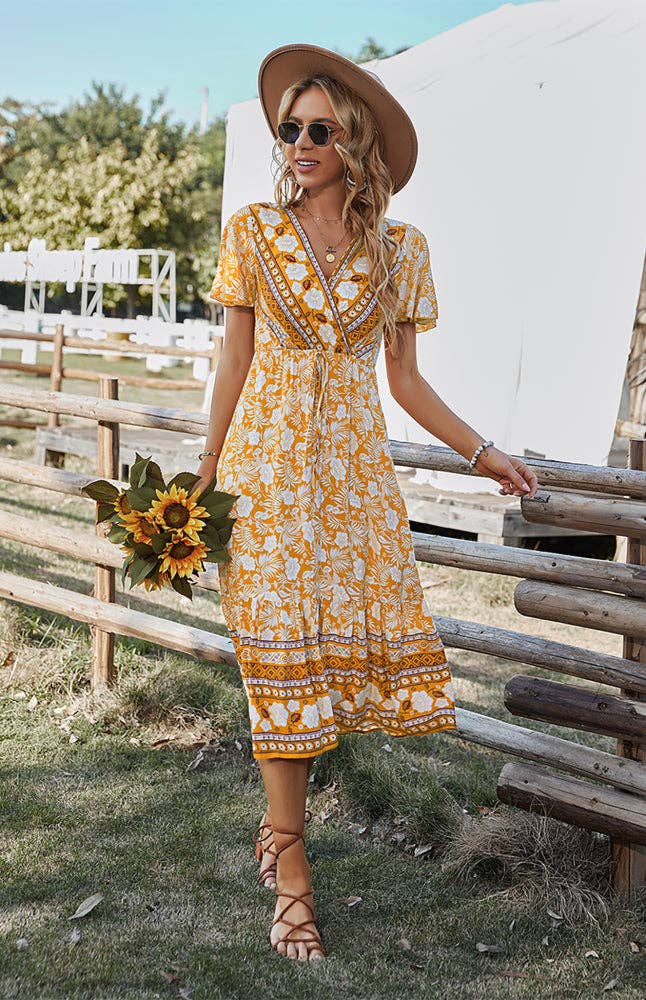 Print Maxi Dress with Wrap Front