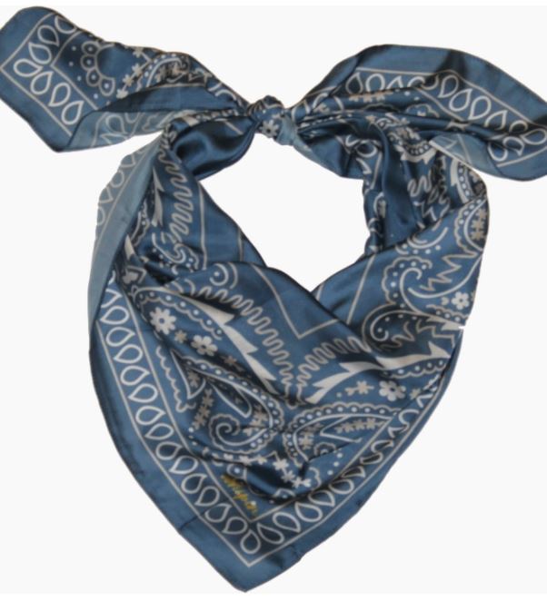 Denim Blue Bandana Print Wild Rag