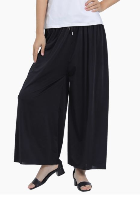 Women Chiffon Palazzo Pants Breezy Pants Solid Black