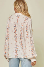 Button Down Printed Balloon Sleeve
