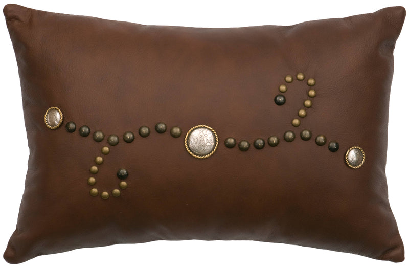 Wooded River Inc - Harness Leather Pillow 12x18-Fabric Back