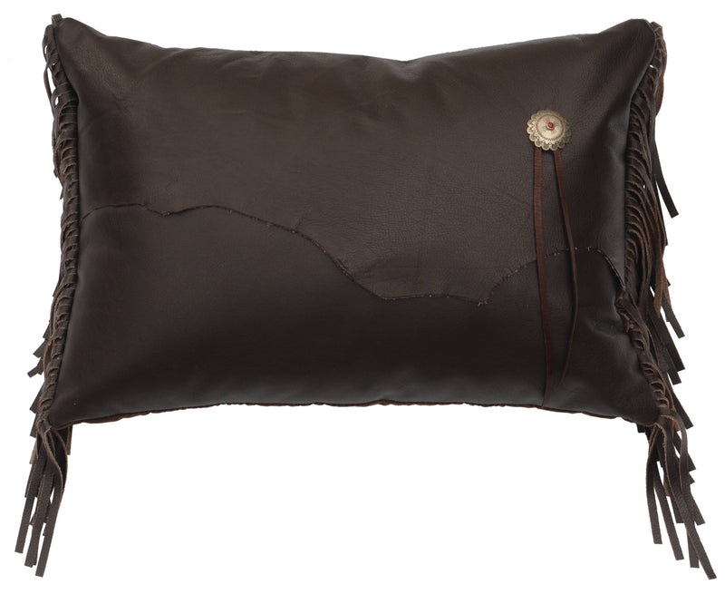 Wooded River Inc - Mesa Espresso Leather - Pillow 12x18 - Fabric Back