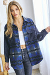 PLUS PRINTED BUTTON DOWN LONG SLEEVE JACKET